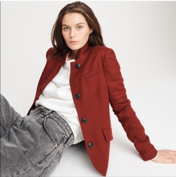 rag & bone Slade Blazer  Burgundy Sz 4 - Picture 7 of 16